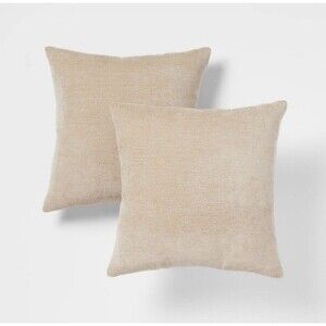 Threshold Natural Chenille Square Throw Pillows 2-Pack Home Décor NEW